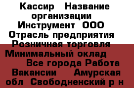 Кассир › Название организации ­ Инструмент, ООО › Отрасль предприятия ­ Розничная торговля › Минимальный оклад ­ 19 000 - Все города Работа » Вакансии   . Амурская обл.,Свободненский р-н